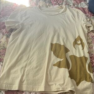 Cream and Brown Women's Short Sleeve Tee